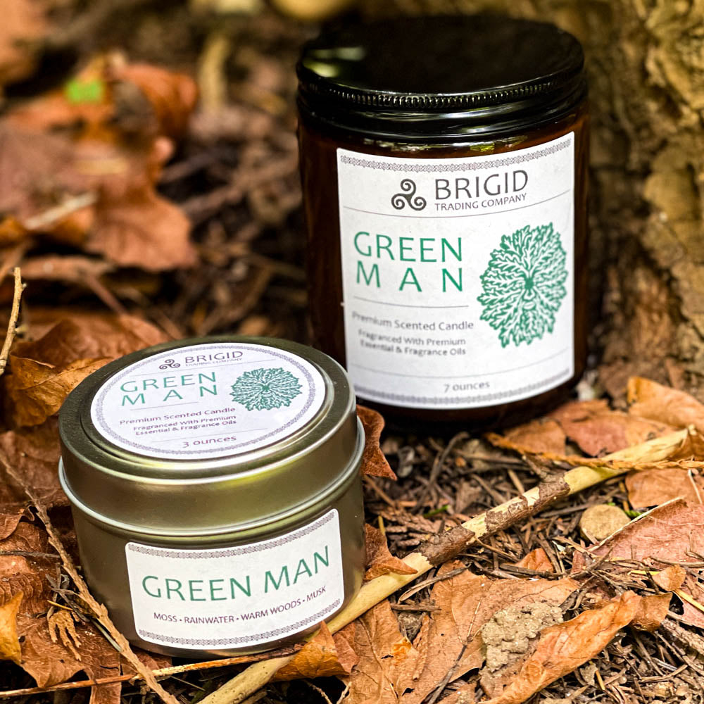 Green Man Soy Wax Candle - Moss, Rainwater, Old Growth Forests, and White Musk | Premium Scented Candle | Wiccan Center
