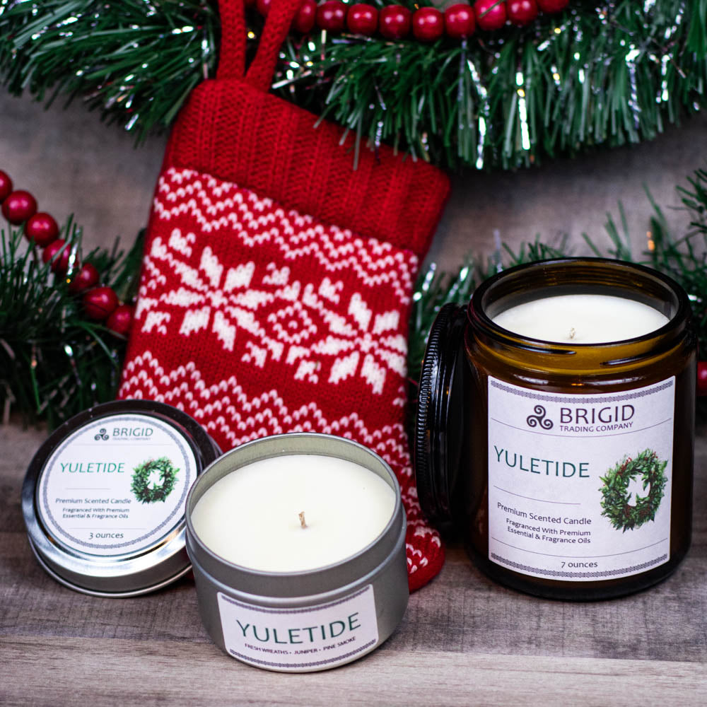 Yuletide Soy Wax Candle - Juniper, Christmas Wreaths, Pine Trees, and Bonfire Smoke | Premium Scented Candle | Wiccan Center