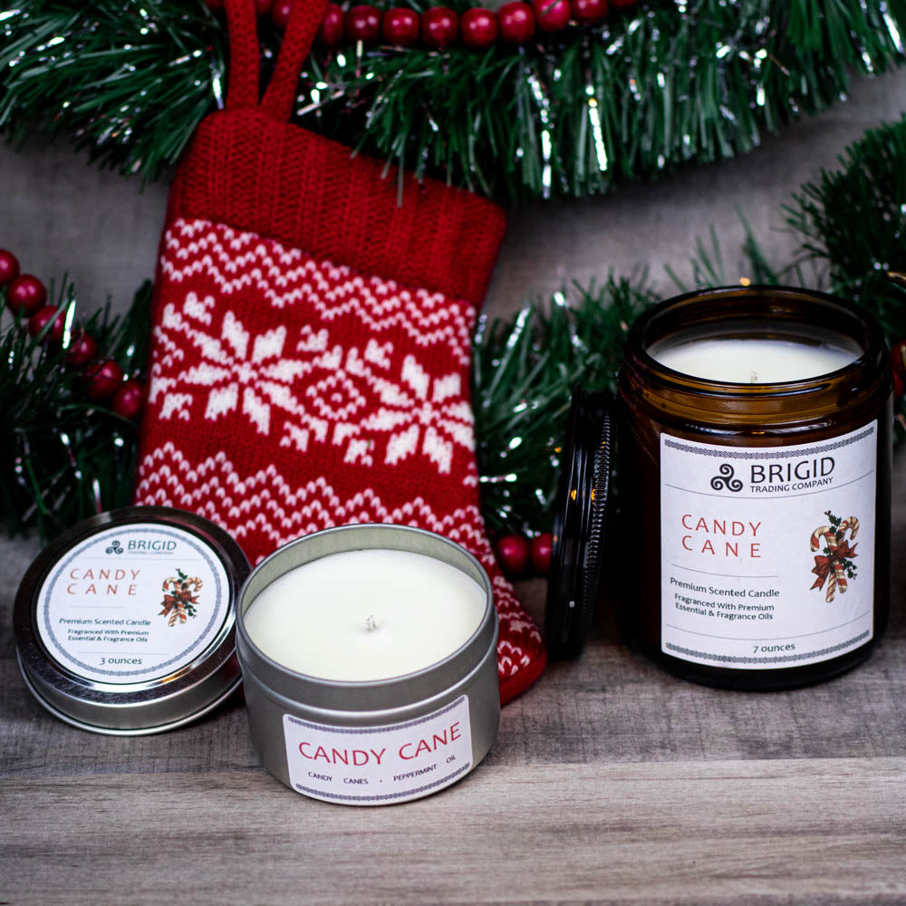 Candy Cane Soy Wax Candle - Peppermint and Candy Canes | Premium Scented Candle | Wiccan Center
