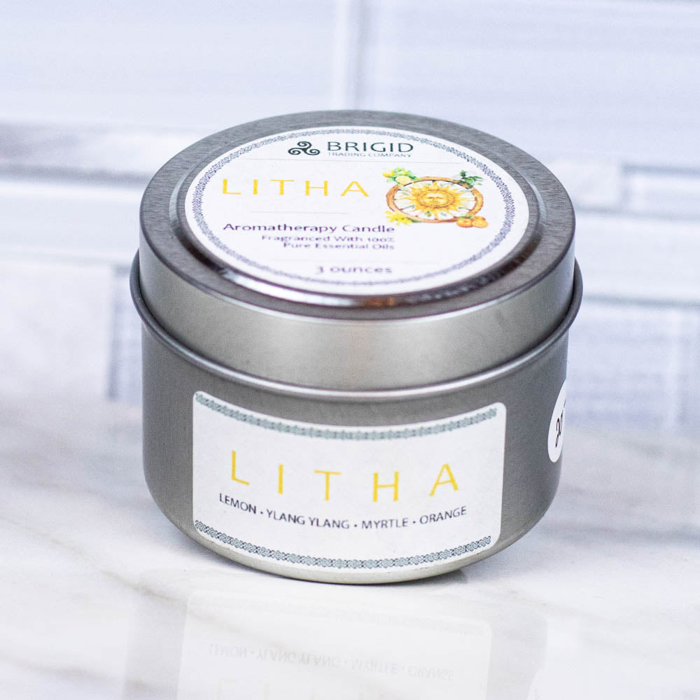 Litha Soy Wax Candle - Lemon, Sweet Orange, Myrtle, and Ylang Ylang | Aromatherapy Candle | Wiccan Center