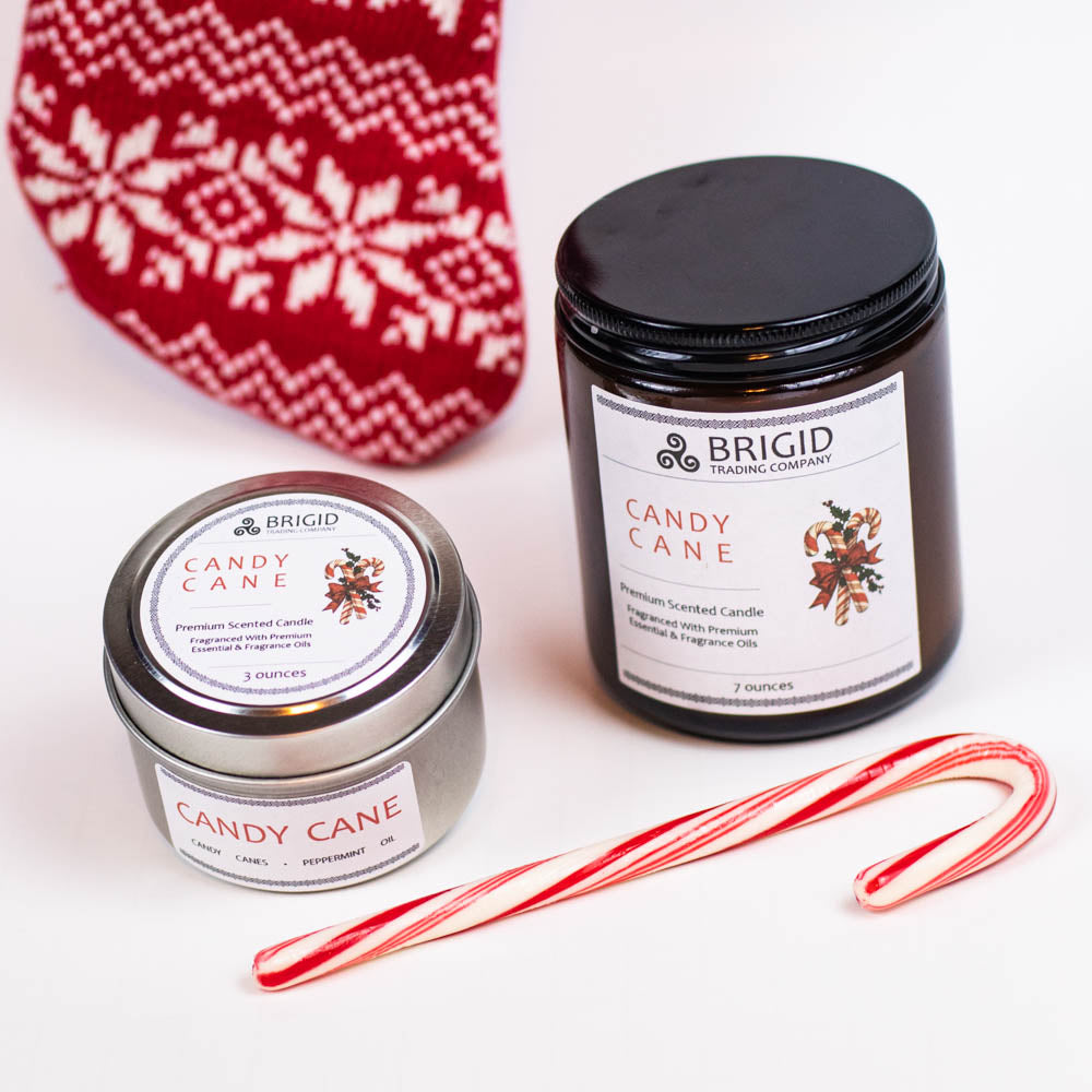 Candy Cane Soy Wax Candle - Peppermint and Candy Canes | Premium Scented Candle | Wiccan Center