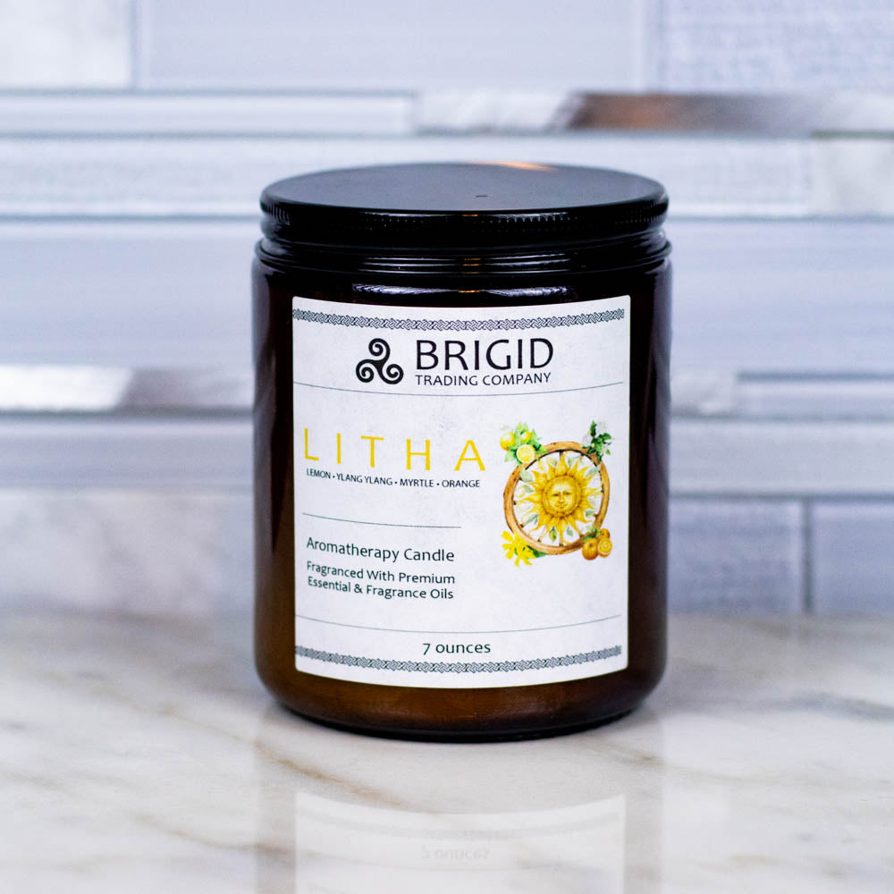 Litha Soy Wax Candle - Lemon, Sweet Orange, Myrtle, and Ylang Ylang | Aromatherapy Candle | Wiccan Center