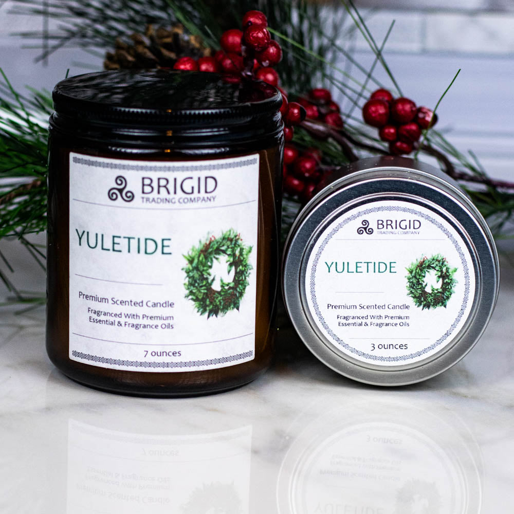 Yuletide Soy Wax Candle - Juniper, Christmas Wreaths, Pine Trees, and Bonfire Smoke | Premium Scented Candle | Wiccan Center