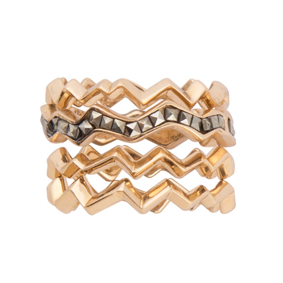 Marcasite and Bronze Stack Ring Set | Rings | Wiccan Center
