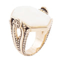 Golden Bronze White Mother of Pearl Ring | Rings | Wiccan Center