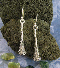 Witch's Broom Earrings, Handmade - 925 Sterling Silver | Handmade > Silver | Wiccan Center