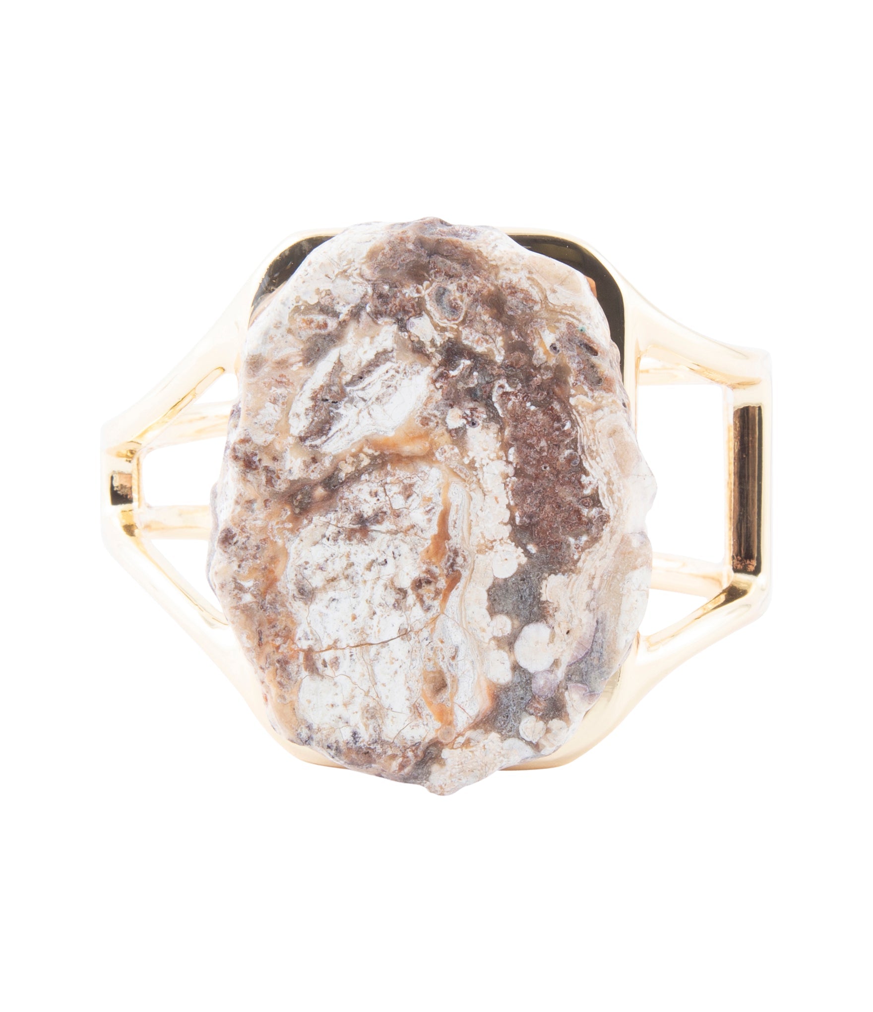 Brown Ocean Jasper Slab Golden Cuff Bracelet | Bracelets | Wiccan Center