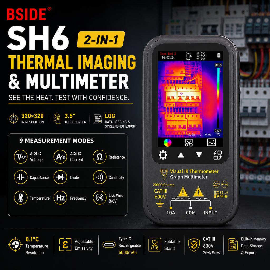 BSIDE SH6 Thermal Imager Digital Multimeter | Thermal Imaging Multimeter | Wiccan Center