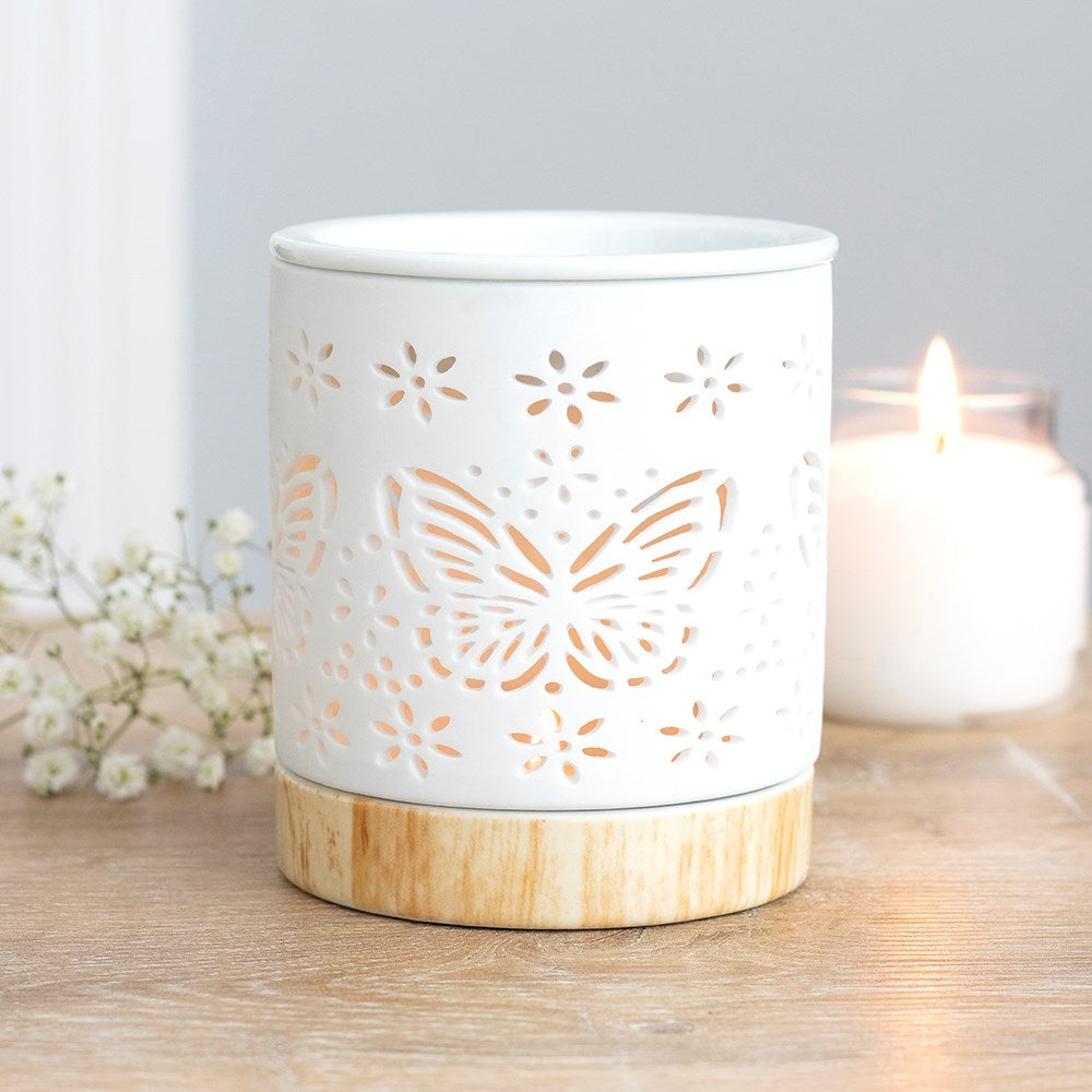 Matte Ceramic Butterfly Oil Burner and Wax Warmer | Wax Melt Warmer | Wiccan Center