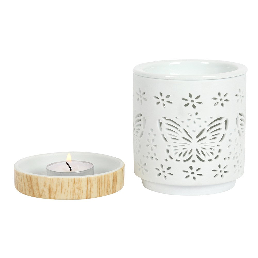 Matte Ceramic Butterfly Oil Burner and Wax Warmer | Wax Melt Warmer | Wiccan Center