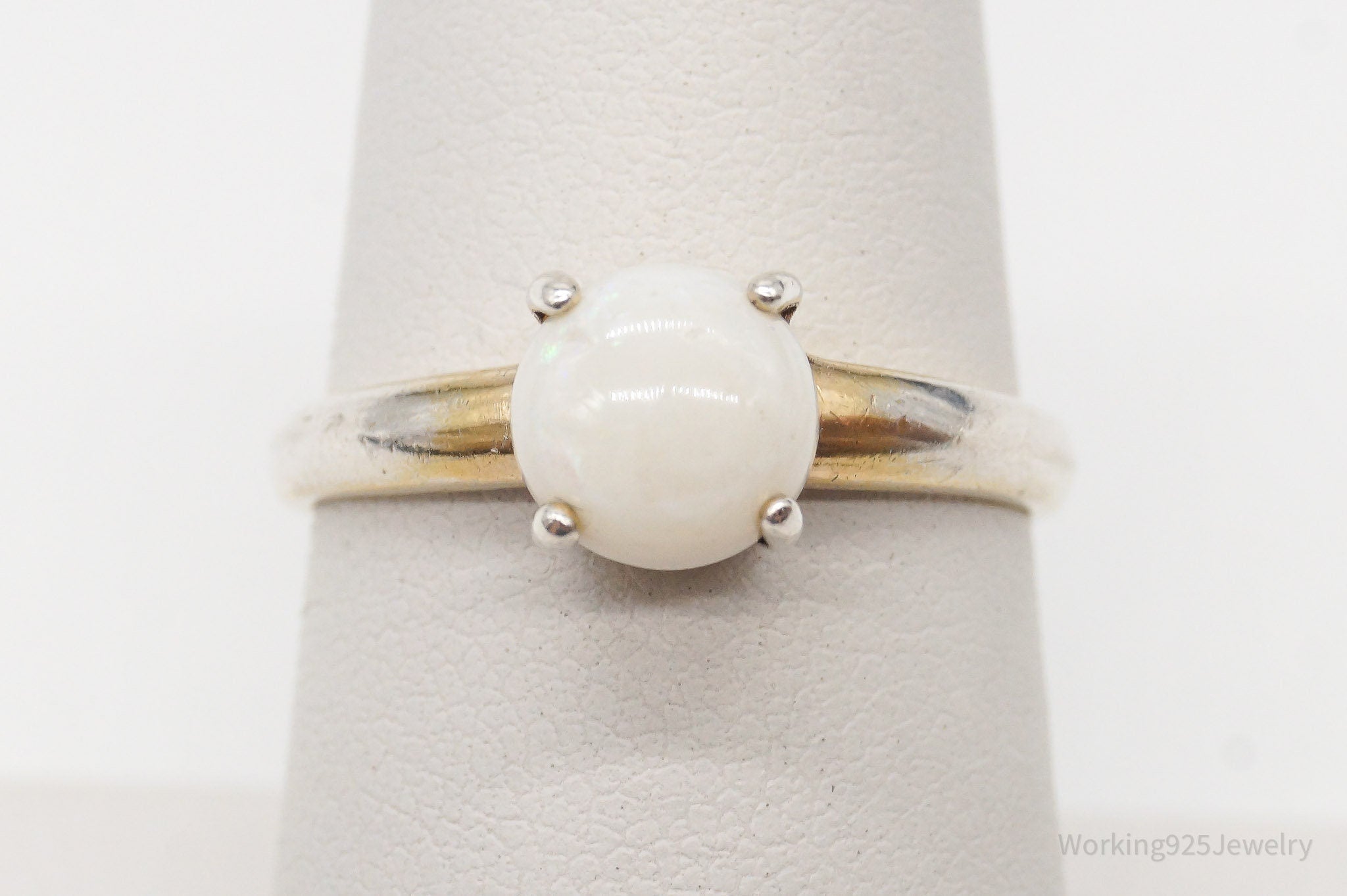 Vintage Designer DBJ White Opal Gold Vermeil Sterling Silver Ring - Size 7 | Jewelry > Rings | Wiccan Center