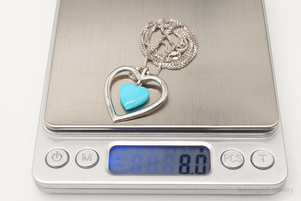 Vintage Blue Turquoise Heart Sterling Silver Necklace | Jewelry > Necklaces > Pendants | Wiccan Center