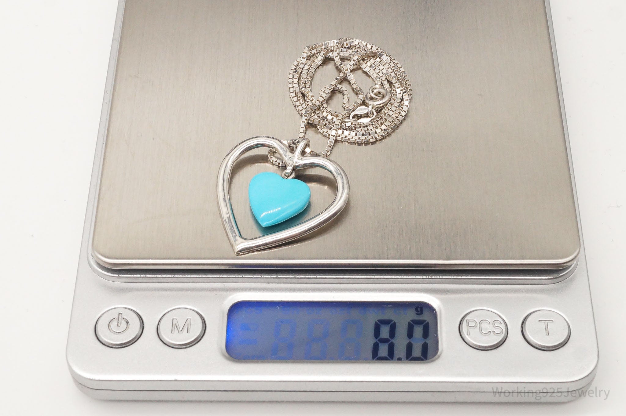Vintage Blue Turquoise Heart Sterling Silver Necklace | Jewelry > Necklaces > Pendants | Wiccan Center