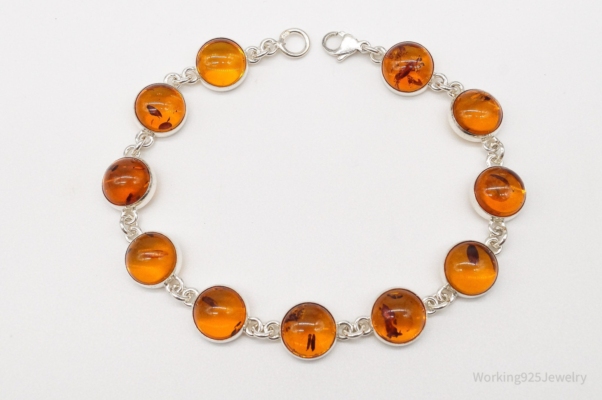 Vintage Amber Modernist Sterling Silver Bracelet | Jewelry > Bracelets | Wiccan Center