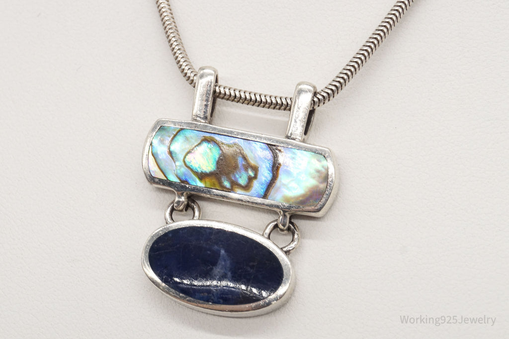 Vintage Paua Abalone Shell Sodalite Sterling Silver Necklace | Jewelry > Necklaces > Pendants | Wiccan Center