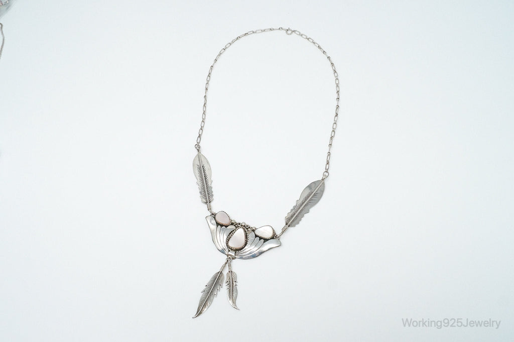 Vintage Native America Pink Mother Of Pearl Sterling Silver Necklace | Jewelry > Necklaces > Pendants | Wiccan Center
