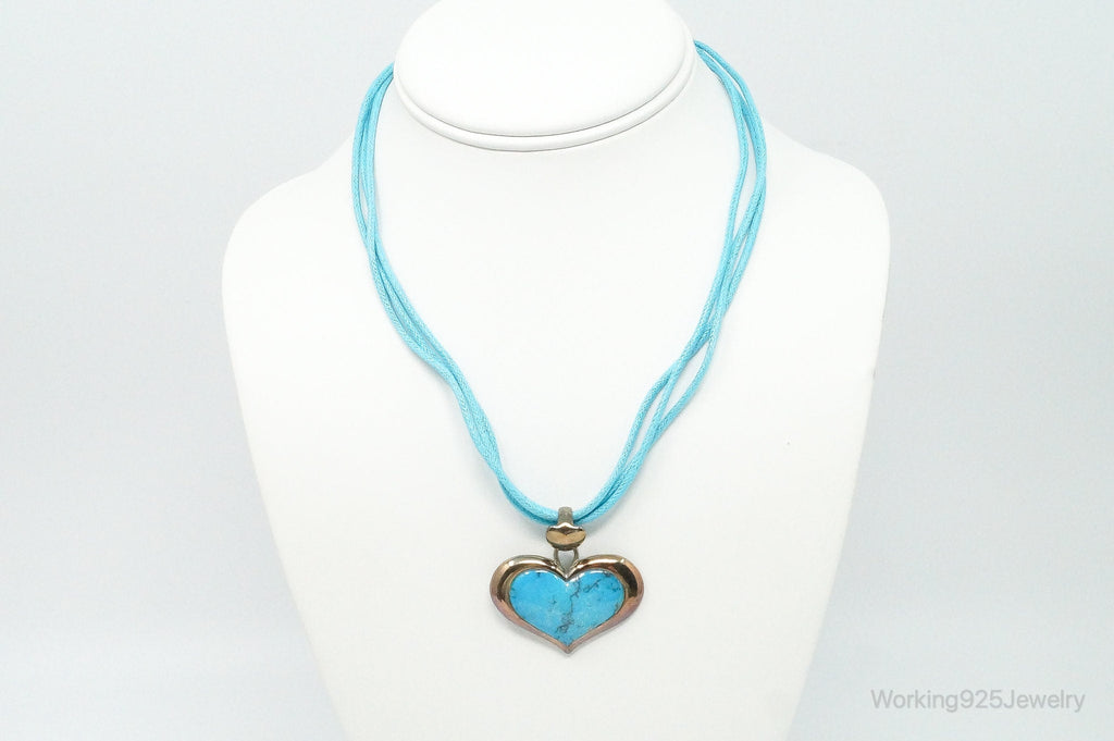 Designer SX Turquoise Heart Sterling Silver Cord Necklace | Jewelry > Necklaces > Pendants | Wiccan Center