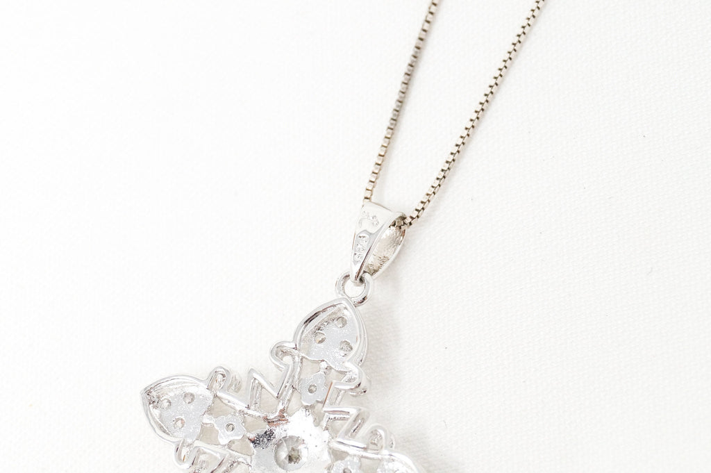 Vintage Cubic Zirconia Cross Heart Sterling Silver Pendant Necklace | Jewelry > Necklaces > Pendants | Wiccan Center