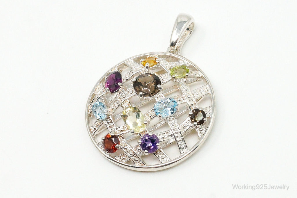 Vintage Multi Gemstone Sterling Silver Necklace Pendant | Jewelry > Necklaces > Pendants | Wiccan Center