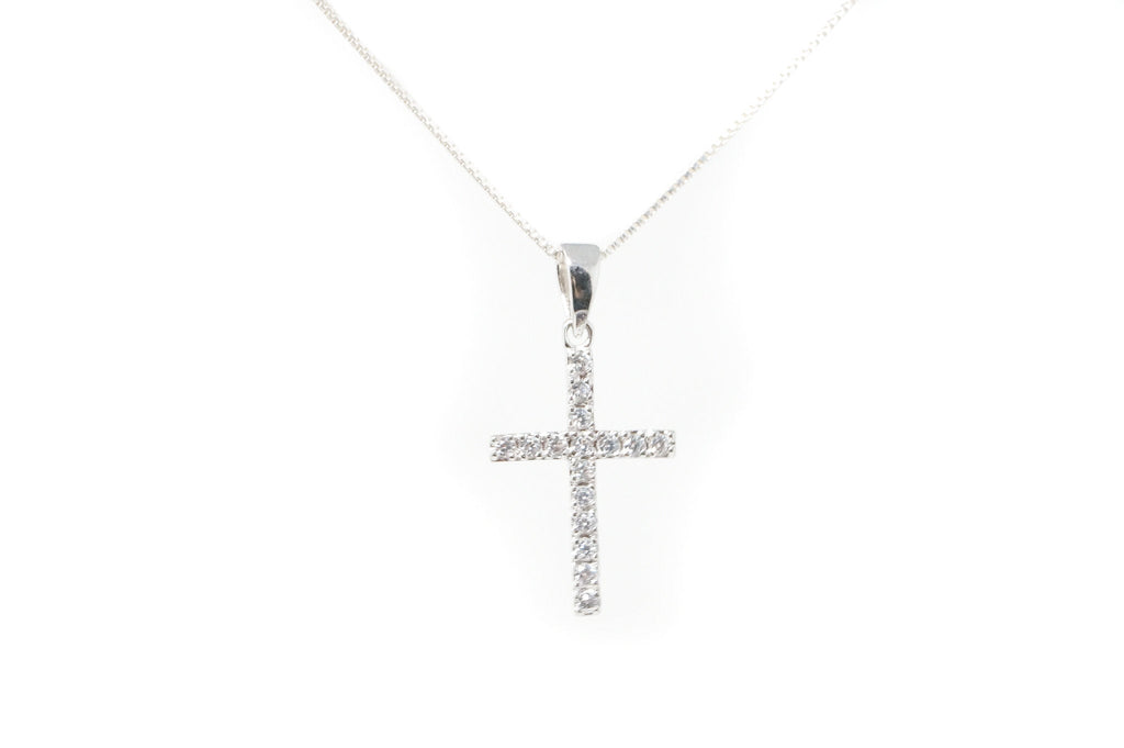 Vintage Cubic Zirconia Cross Sterling Silver Necklace Pendant | Jewelry > Necklaces > Pendants | Wiccan Center
