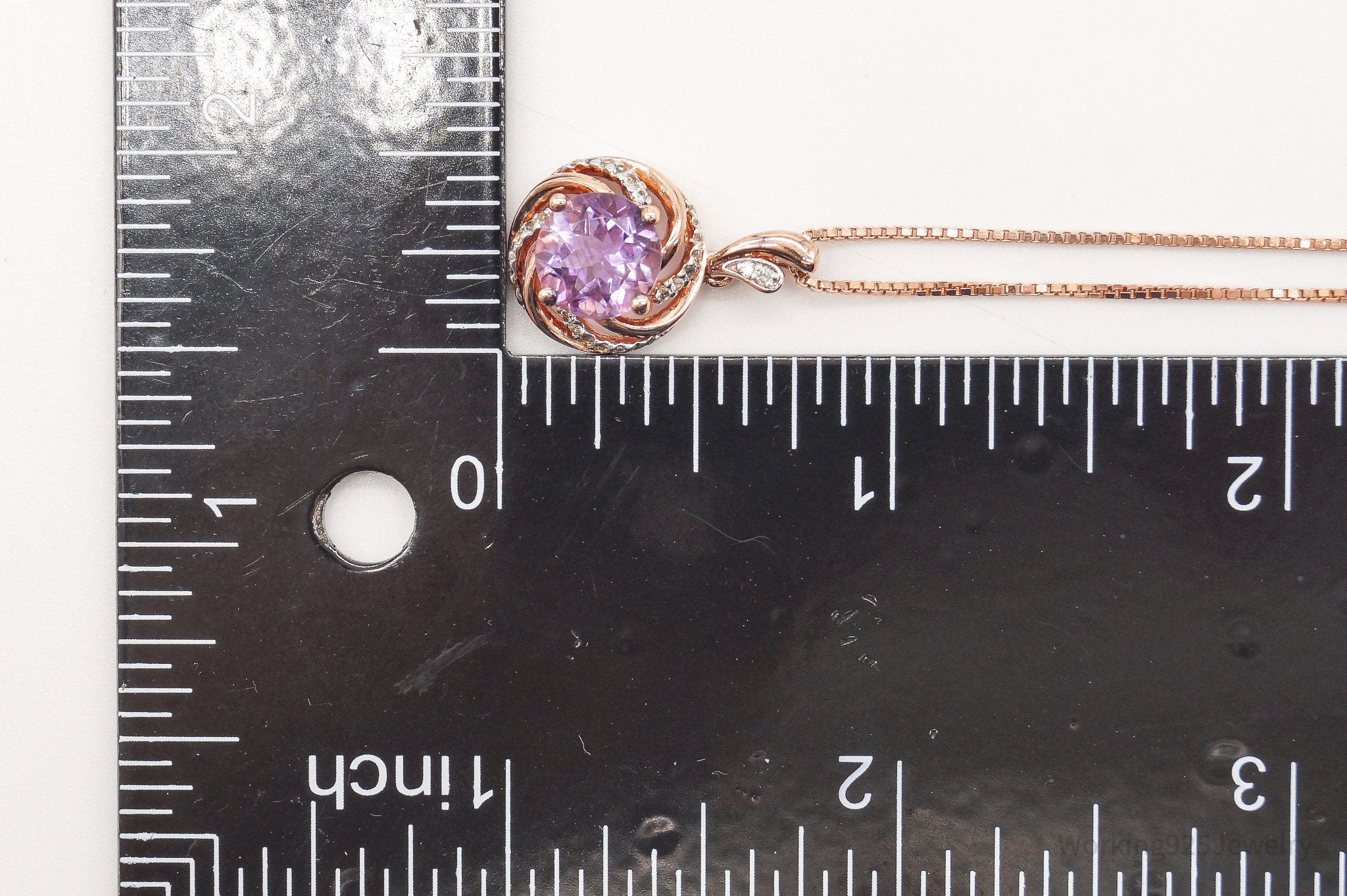 Vintage Amethyst Cubic Zirconia Rose Gold Vermeil Sterling Silver Necklace | Jewelry > Necklaces > Pendants | Wiccan Center