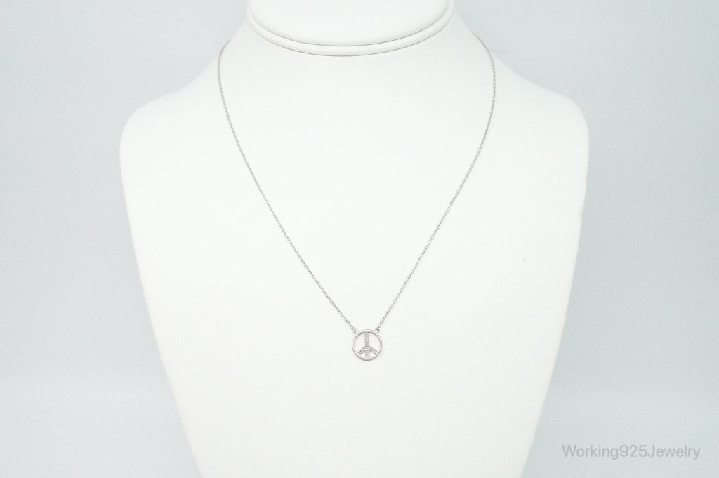 Vintage Cubic Zirconia Peace Sign Sterling Silver Necklace | Jewelry > Necklaces > Pendants | Wiccan Center