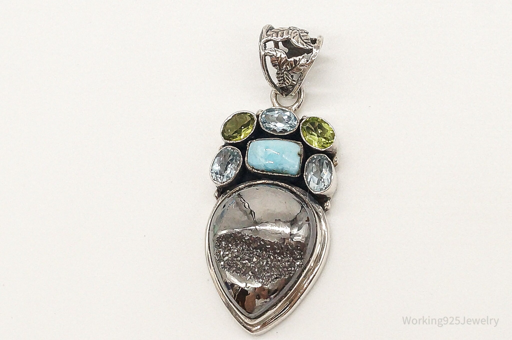 Vintage Multi Gemstone Sterling Silver Necklace Pendant | Jewelry > Necklaces > Pendants | Wiccan Center