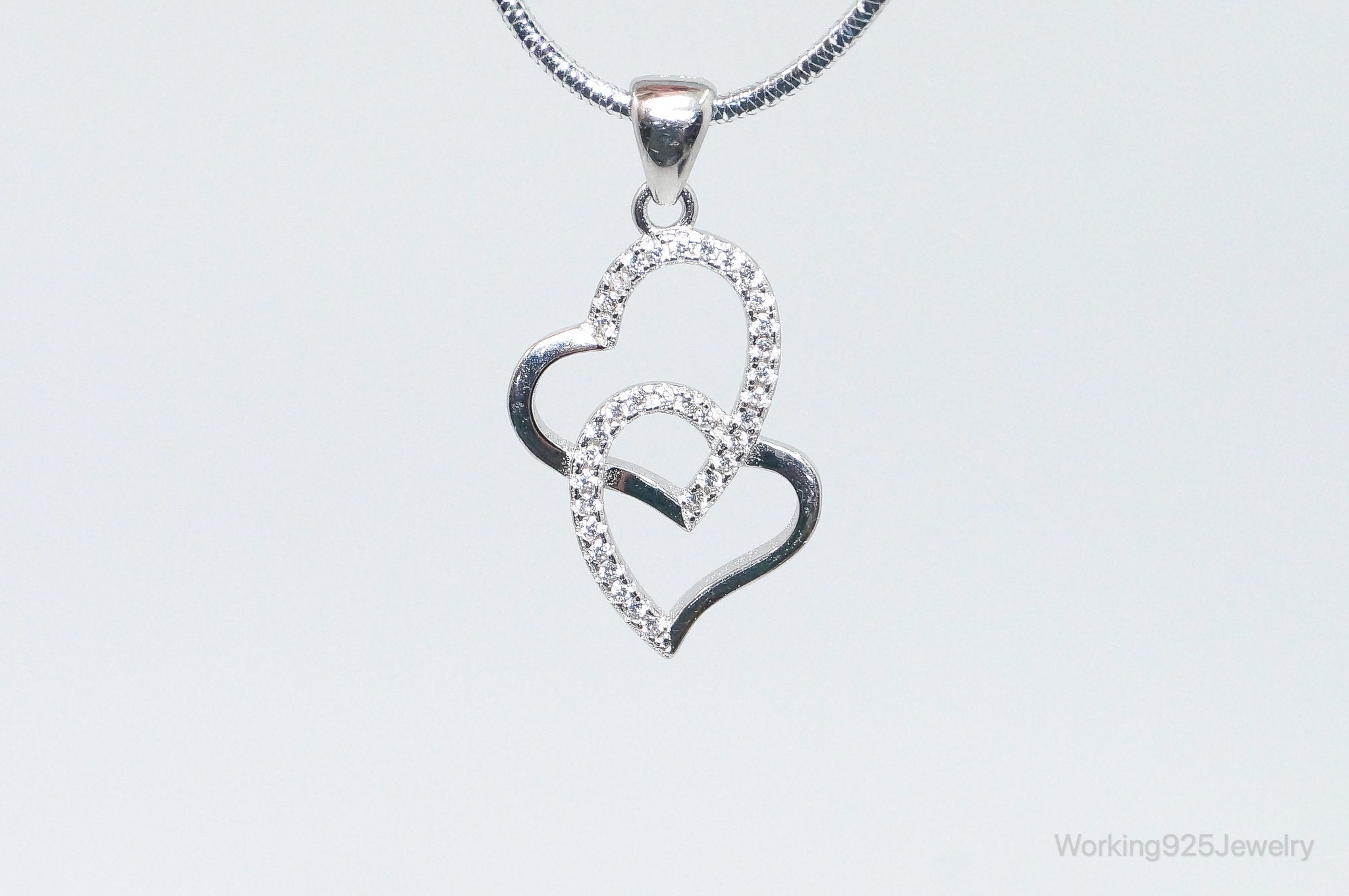 Vintage Open Hearts Cubic Zirconia Accented Sterling Silver Necklace Pendant | Jewelry > Necklaces > Pendants | Wiccan Center
