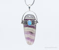 Vintage Purple & Green Fluorite Blue Opal Sterling Silver Pendant | Jewelry > Necklaces > Pendants | Wiccan Center