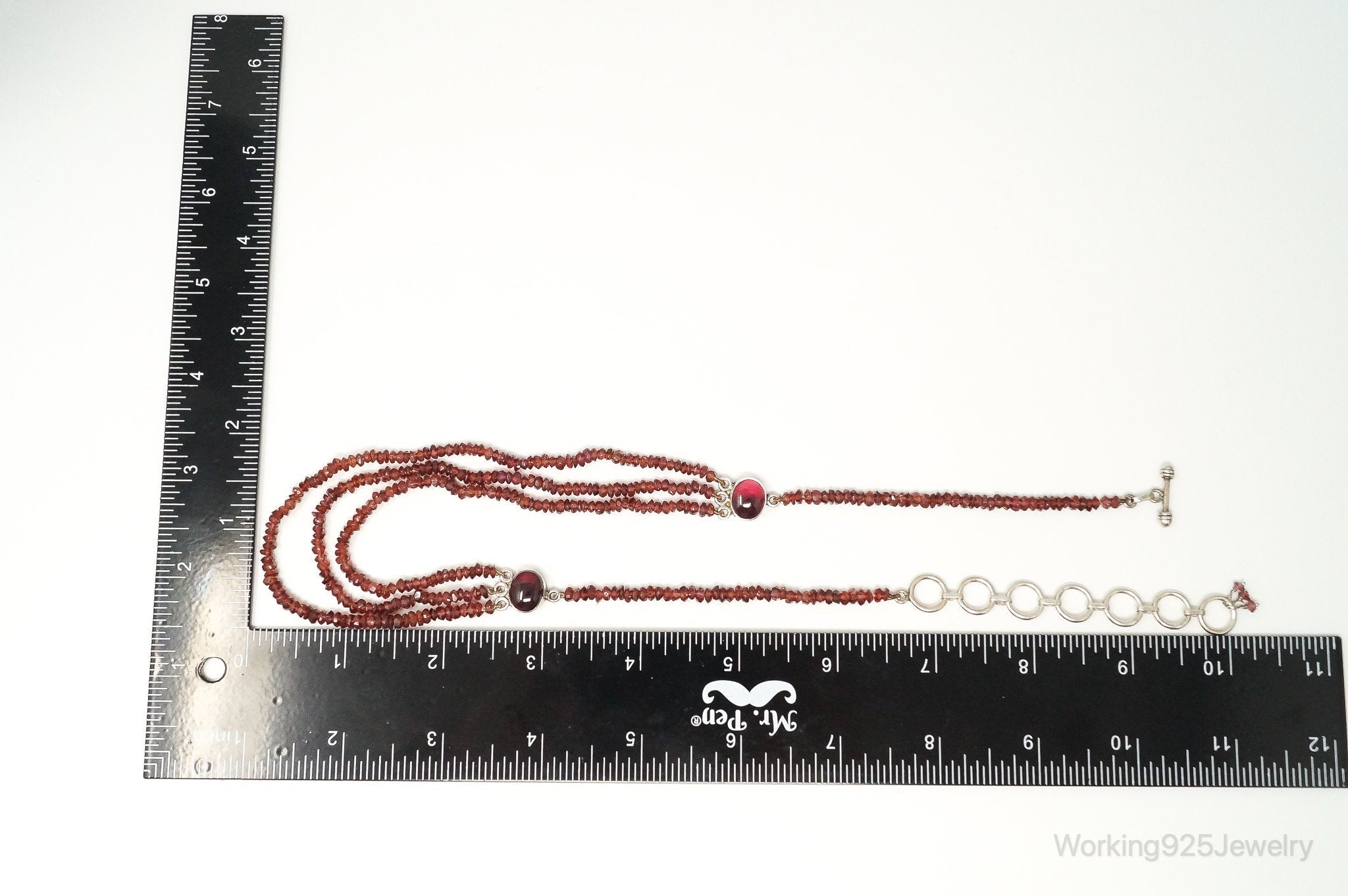 Vintage Garnet Bali Style Bead Strand Sterling Silver Necklace | Jewelry > Necklaces > Pendants | Wiccan Center
