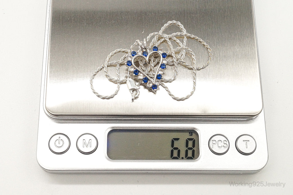 Blue & White Cubic Zirconia Heart Sterling Silver Necklace | Jewelry > Necklaces > Pendants | Wiccan Center