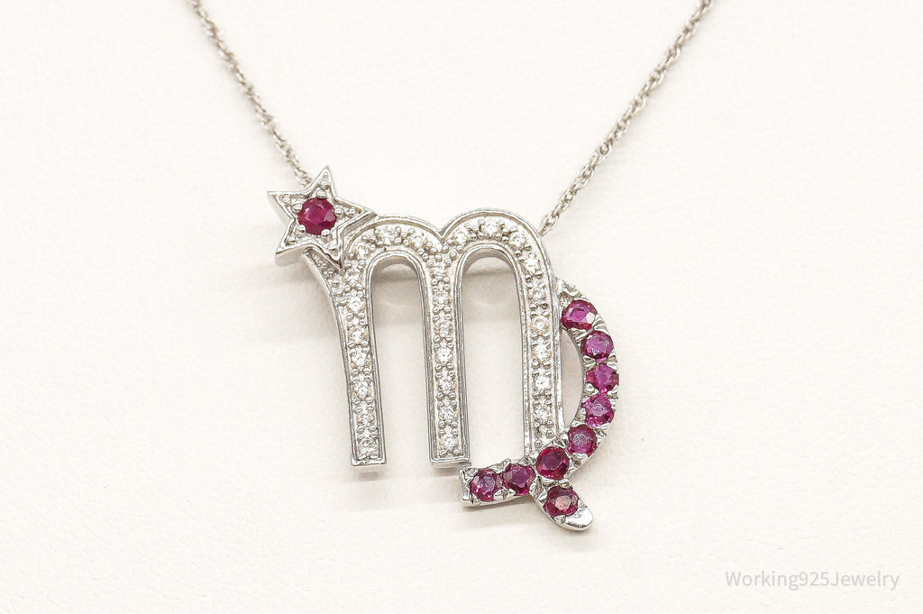 Ruby Cubic Zirconia Scorpio Sterling Silver Necklace | Jewelry > Necklaces > Pendants | Wiccan Center