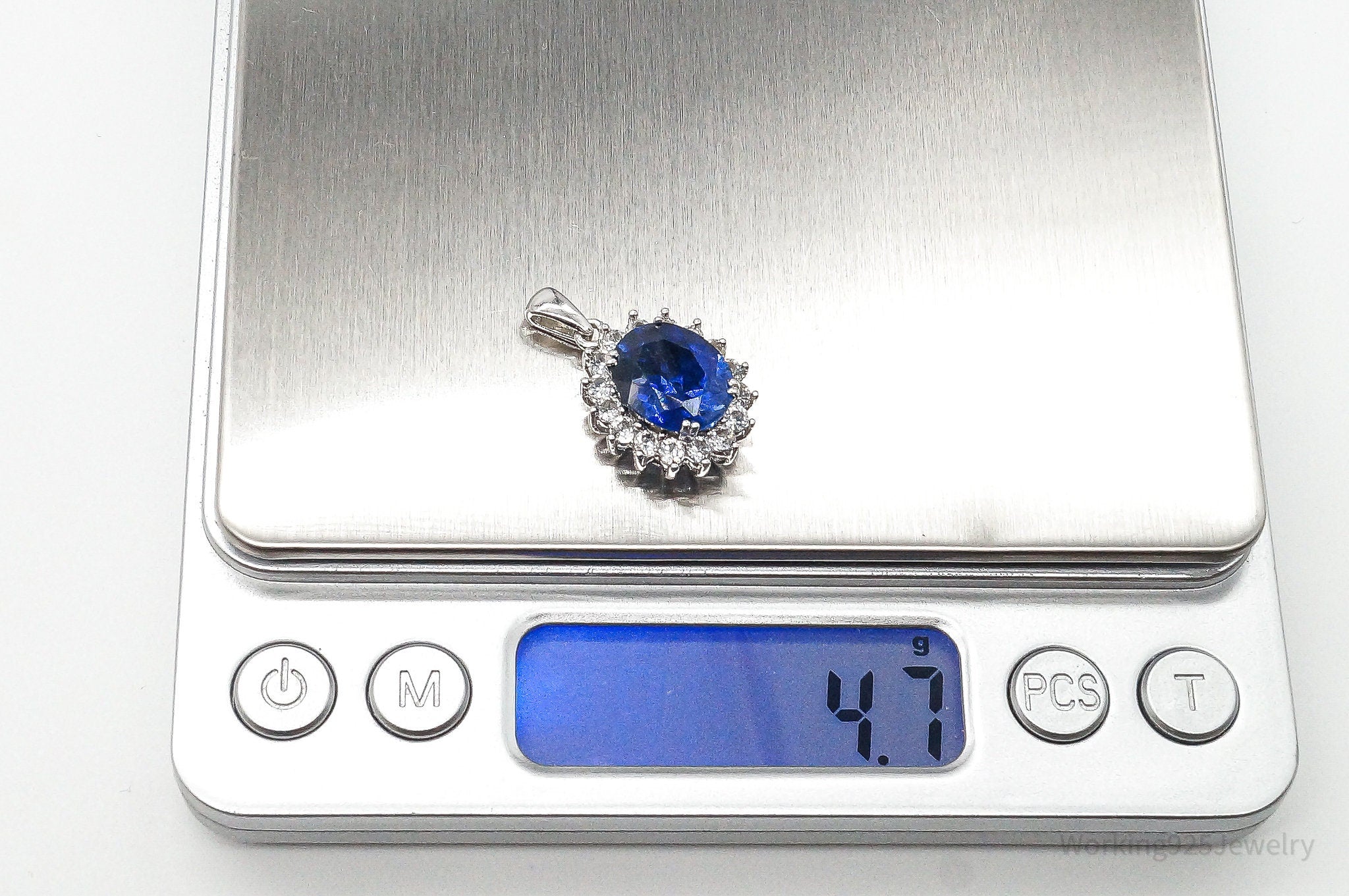 Designer JWBR Lab Sapphire Cubic Zirconia Sterling Silver Pendant | Jewelry > Necklaces > Pendants | Wiccan Center