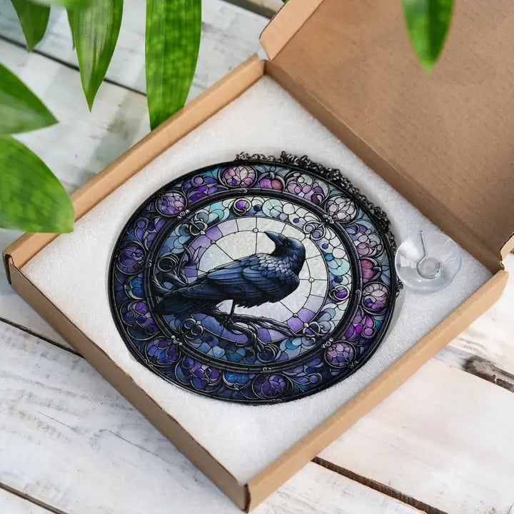 Purple Gothic Raven Suncatcher