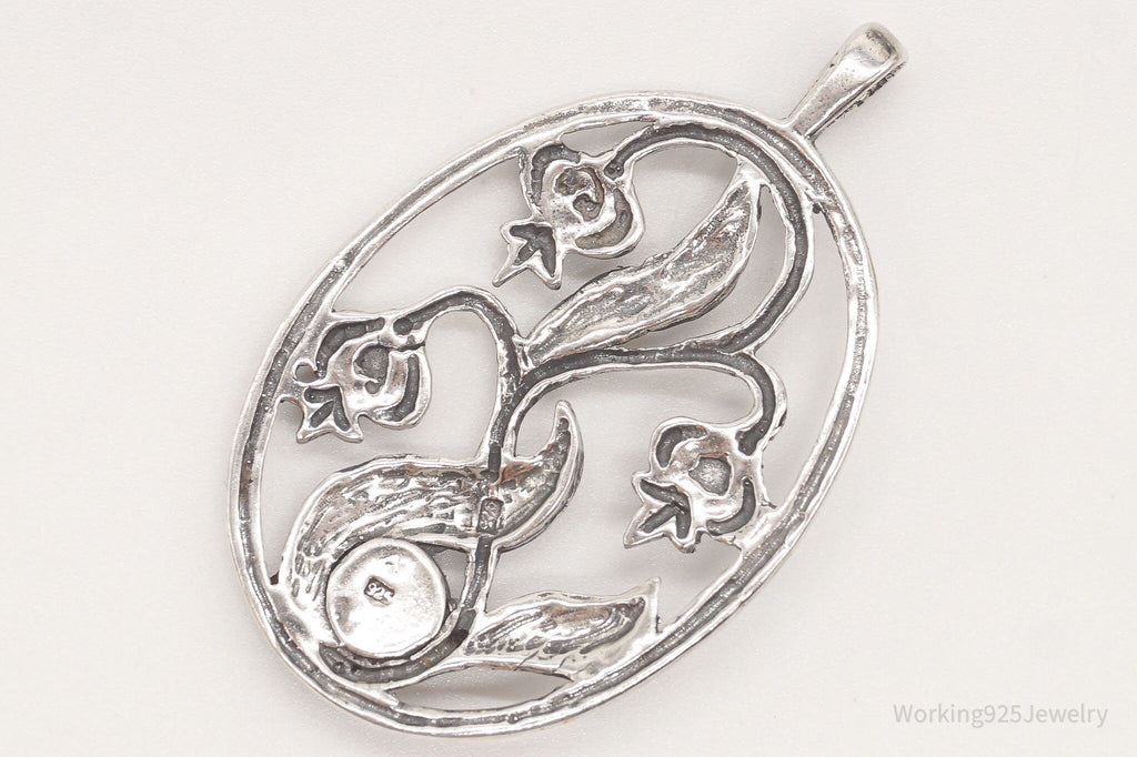 Large Vintage Black Onyx Floral Sterling Silver Pendant | Jewelry > Necklaces > Pendants | Wiccan Center
