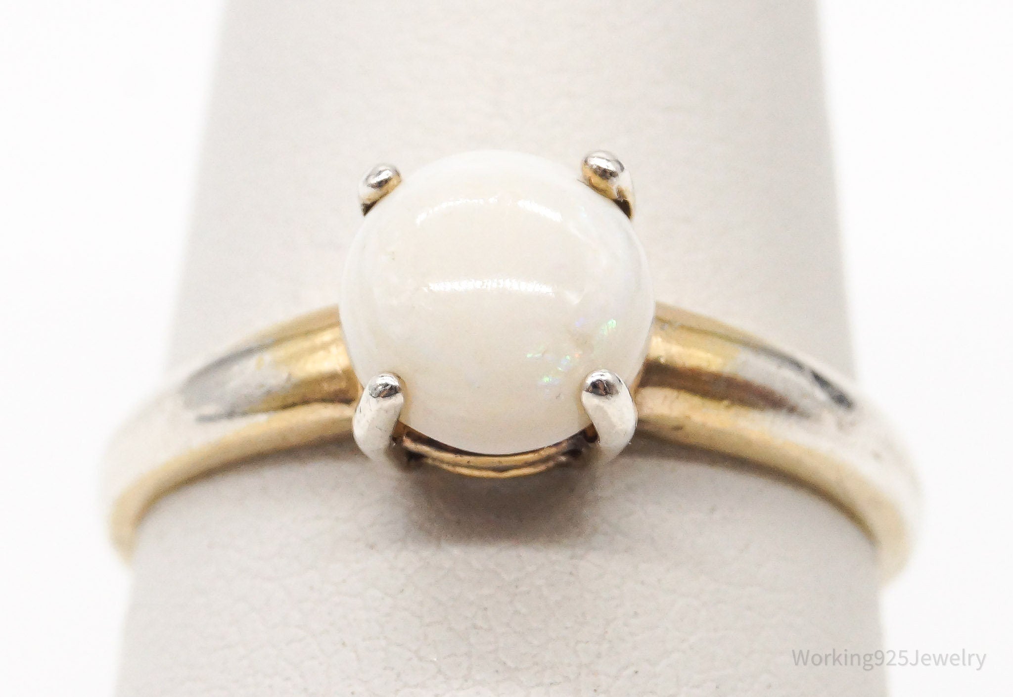 Vintage Designer DBJ White Opal Gold Vermeil Sterling Silver Ring - Size 7 | Jewelry > Rings | Wiccan Center