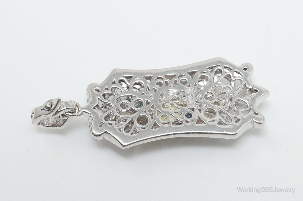 Vintage Art Deco Cubic Zirconia Peridot Sterling Silver Necklace Pendant | Jewelry > Necklaces > Pendants | Wiccan Center