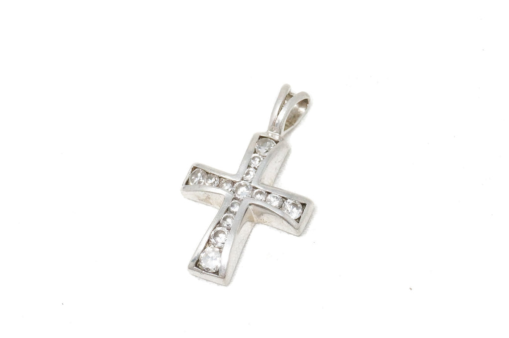 Vintage Cubic Zirconia Cross Sterling Silver Necklace Pendant | Jewelry > Necklaces > Pendants | Wiccan Center