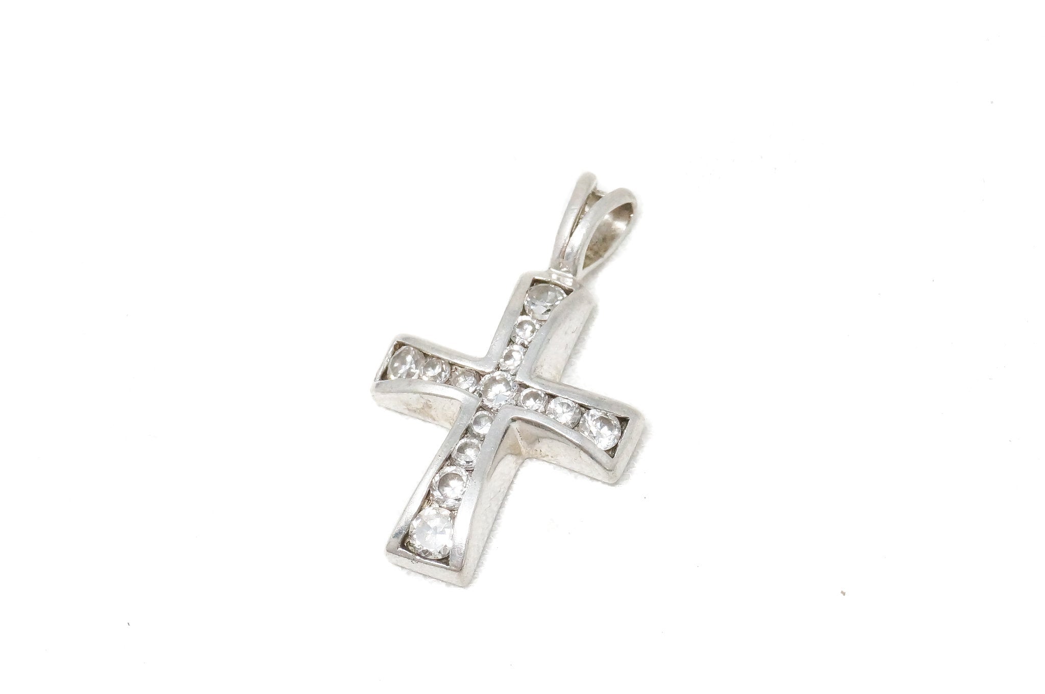 Vintage Cubic Zirconia Cross Sterling Silver Necklace Pendant | Jewelry > Necklaces > Pendants | Wiccan Center