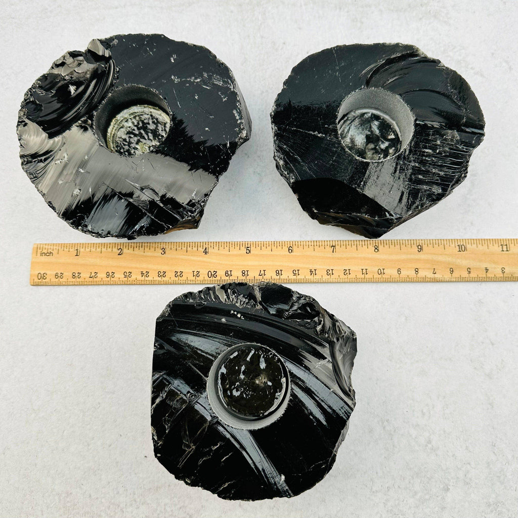 Crystal Obsidian Votive Tea Light Candle Holder