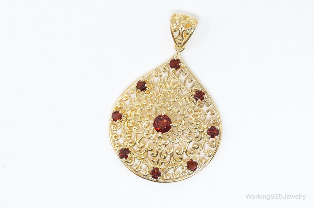 Designer Ross Simons Garnet Motif Gold Over Sterling Silver Pendant | Jewelry > Necklaces > Pendants | Wiccan Center