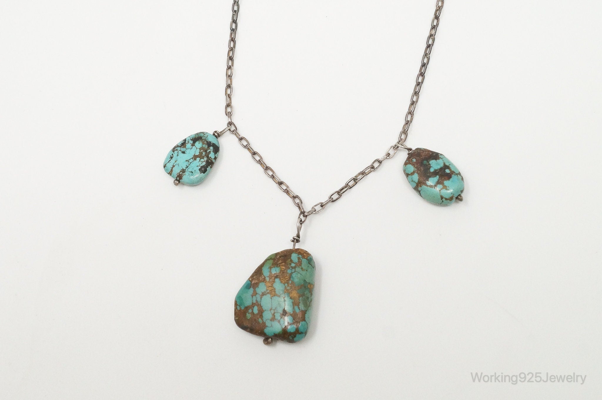 Vintage Native American Unsigned Turquoise Sterling Silver Necklace | Jewelry > Necklaces > Pendants | Wiccan Center
