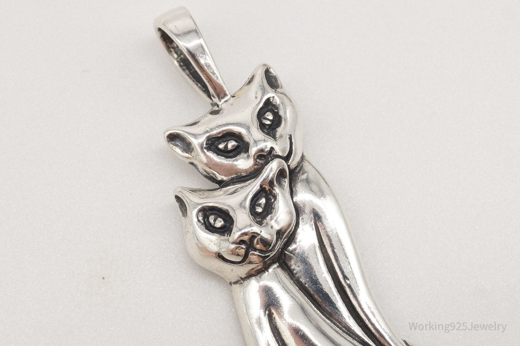 Vintage Designer KABANA Kittens Cats Sterling Silver Pendant | Jewelry > Necklaces > Pendants | Wiccan Center
