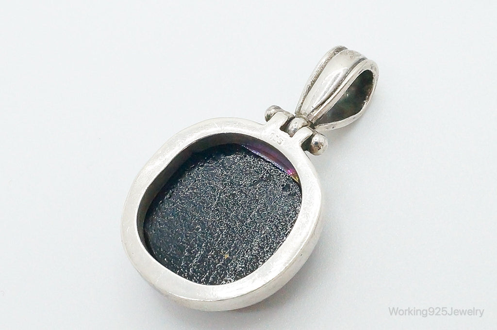 Vintage Large Dichroic Glass Sterling Silver Necklace Pendant | Jewelry > Necklaces > Pendants | Wiccan Center