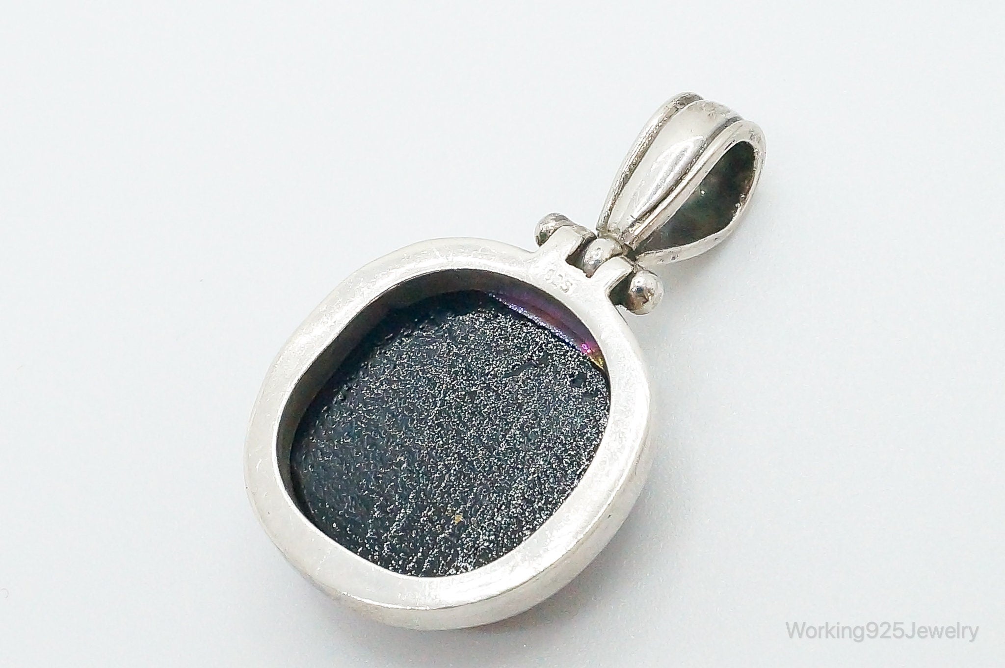 Vintage Large Dichroic Glass Sterling Silver Necklace Pendant | Jewelry > Necklaces > Pendants | Wiccan Center