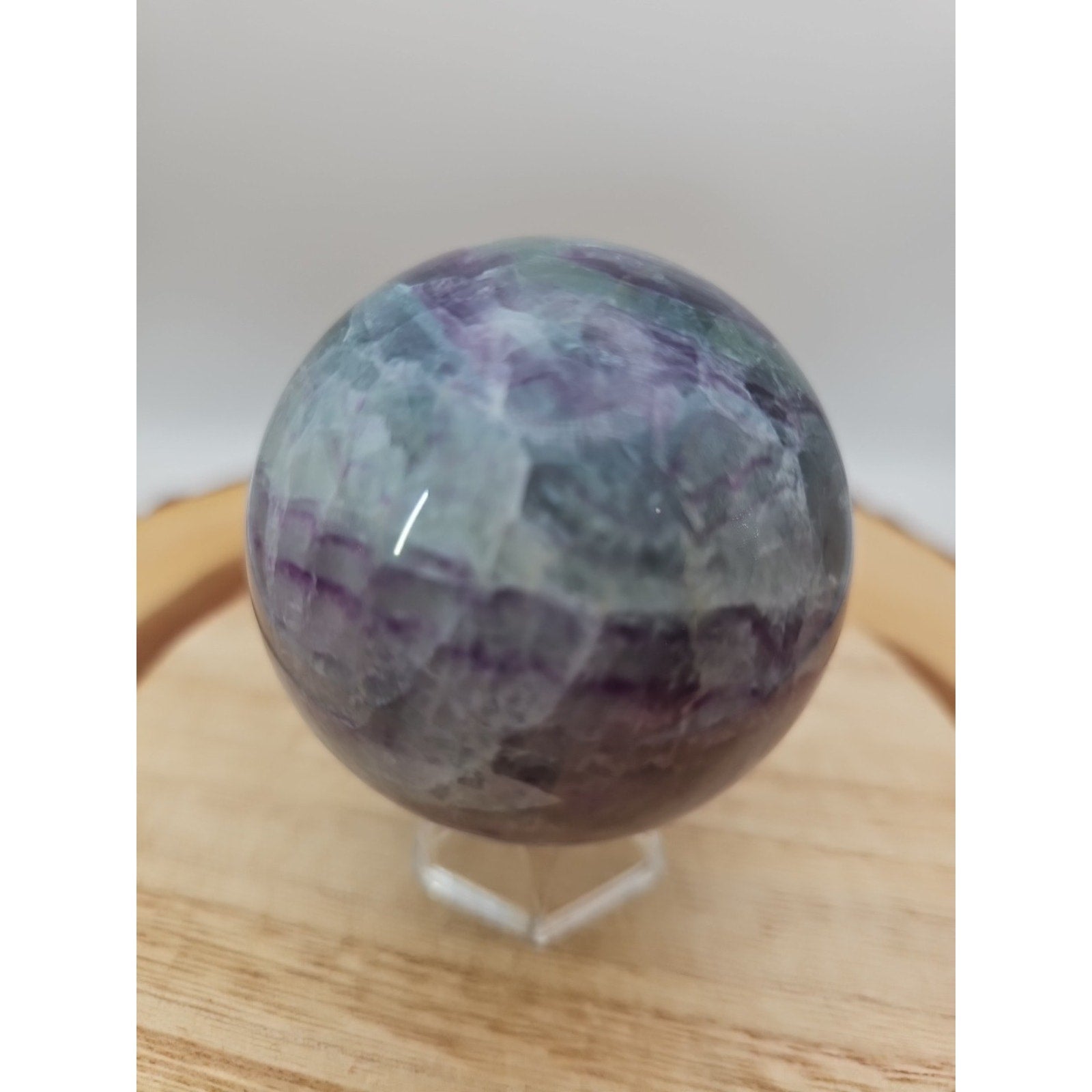 1.09lb Natural Rainbow Fluorite Quartz Crystal Sphere Ball Polished | Crystal Spheres & Eggs | Wiccan Center