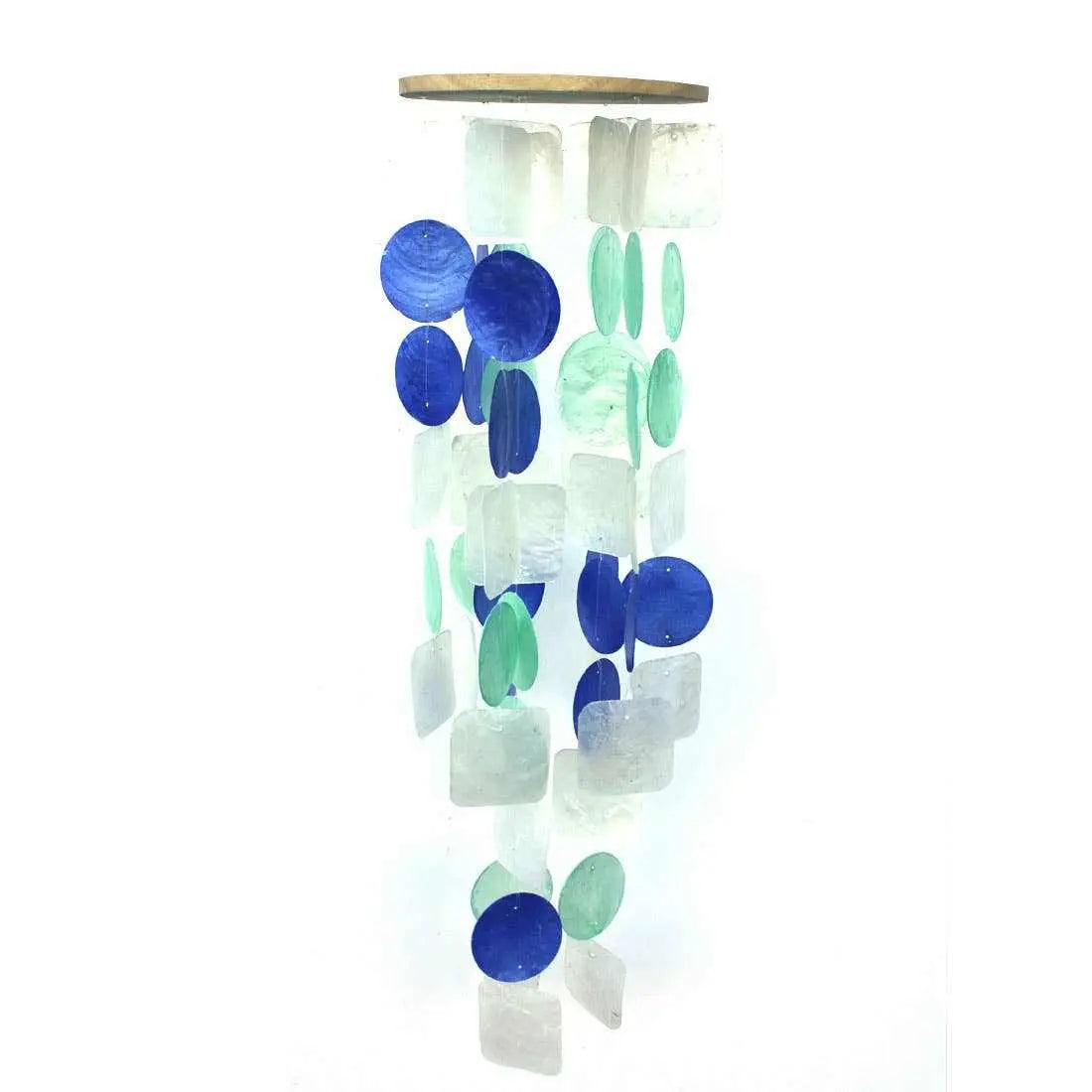 Mutli-Color Capiz Shell Wind Chime - White, Blue & Green | Windchimes | Wiccan Center