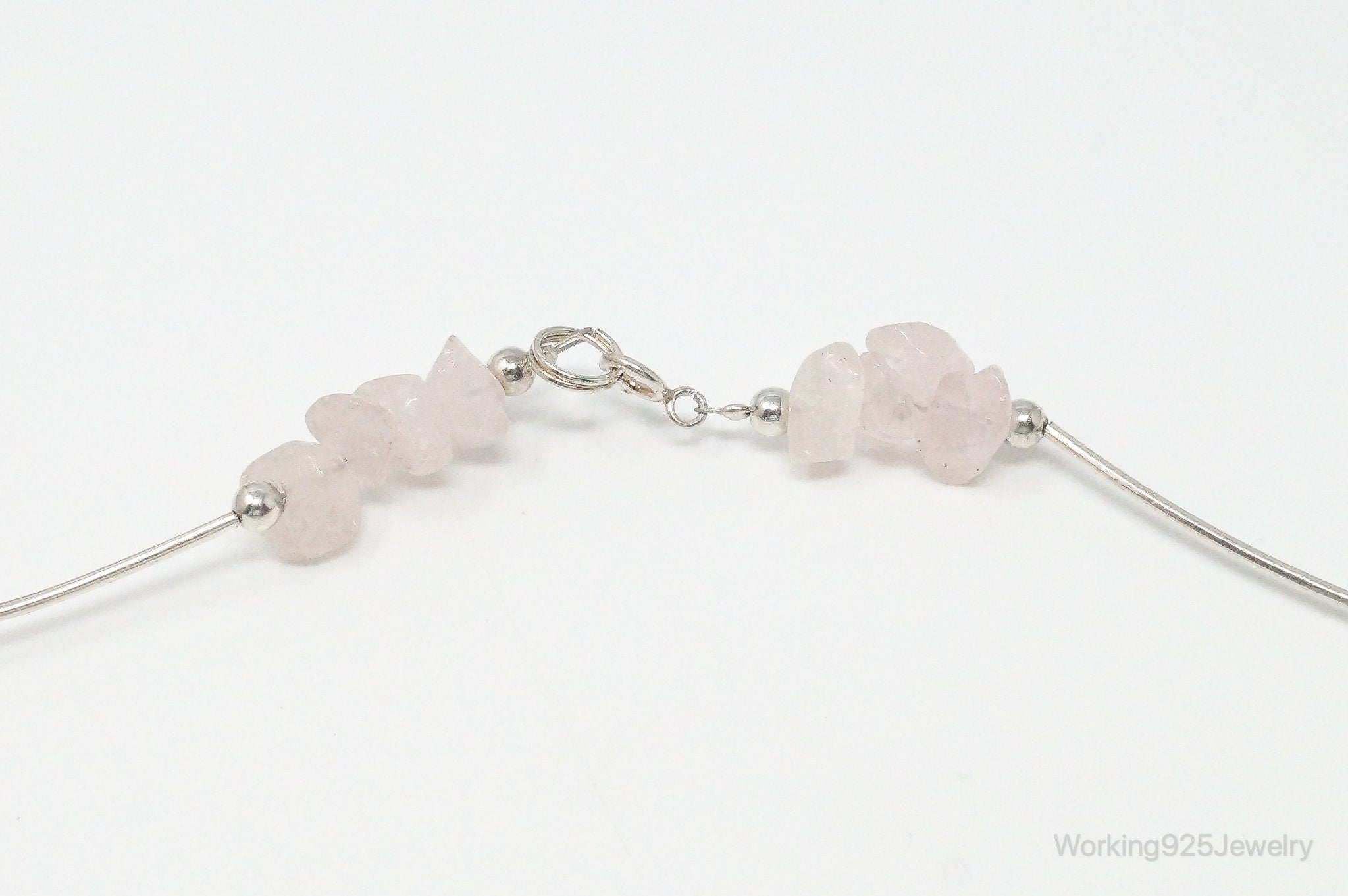 Vintage Rose Quartz Bead Sterling Silver Necklace | Jewelry > Necklaces > Pendants | Wiccan Center