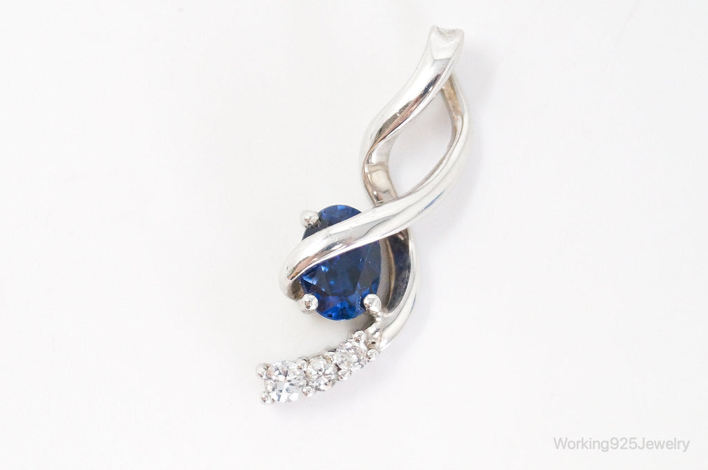 Blue Sapphire Cubic Zirconia Sterling Silver Necklace Pendant | Jewelry > Necklaces > Pendants | Wiccan Center