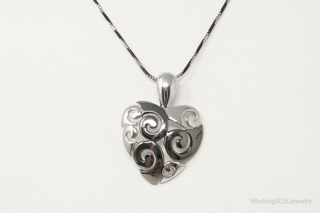 Vintage Designer Swirl Heart Sterling Silver Necklace | Jewelry > Necklaces > Pendants | Wiccan Center